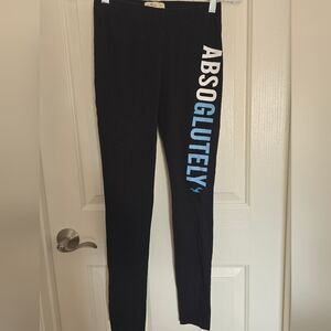 Hollister Black Leggings with Blue Print